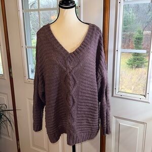 American Eagle V Neck Cable Knit Sweater